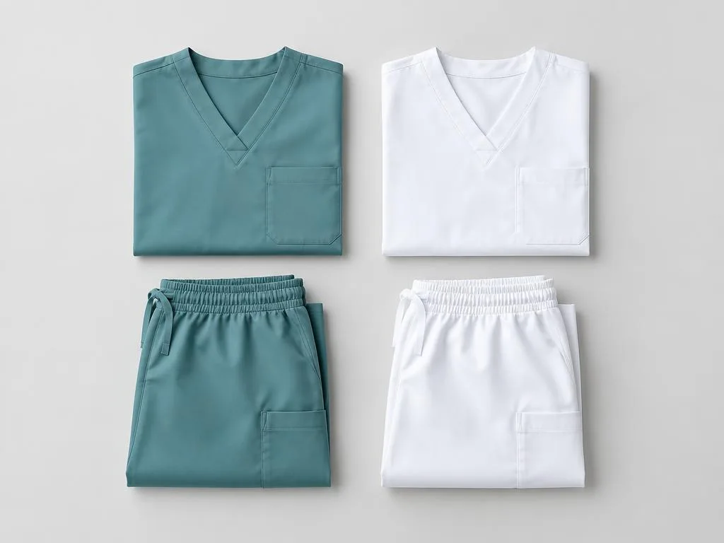 Peças de uniforme de saúde sem marca — imagem ilustrativa gerada por IA